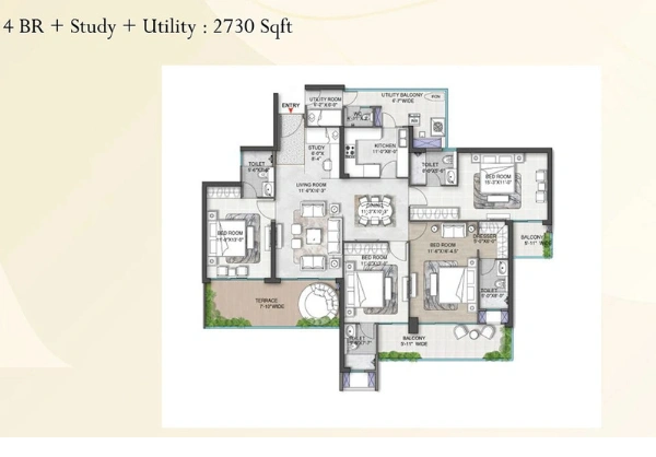 4 BHK + SR + Utility