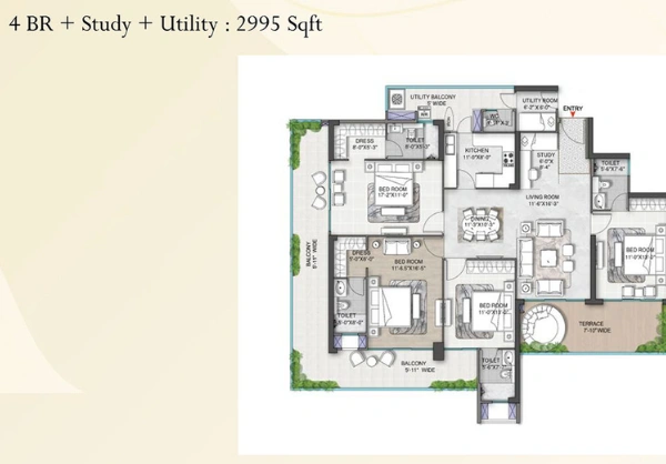 4 BHK + SR + Utility