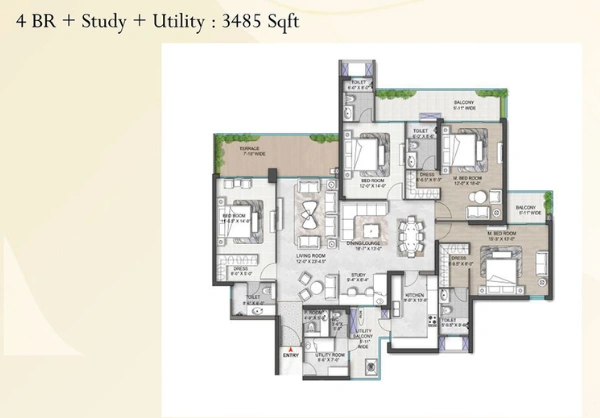 4 BHK + SR + Utility
