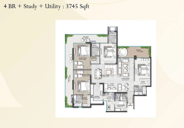 4 BHK + SR + Utility