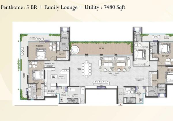 Penthouse - 5 BHK + Family Lounge + Utility