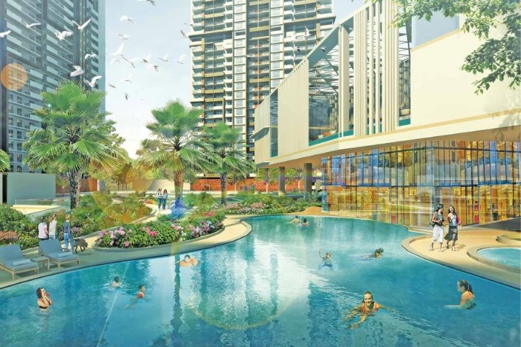 Resort-Style Swimming Pool with Landscaped Surroundings