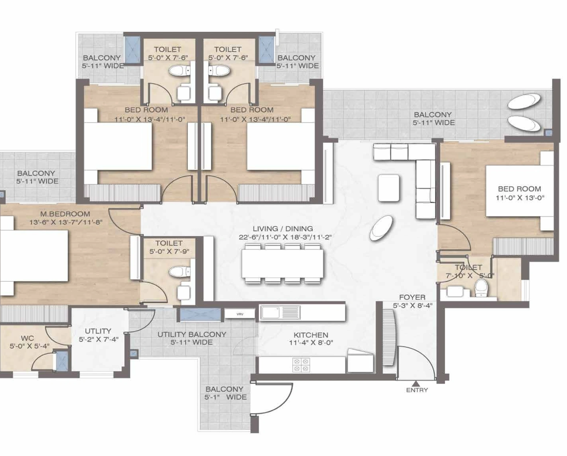4BHK+Utility
