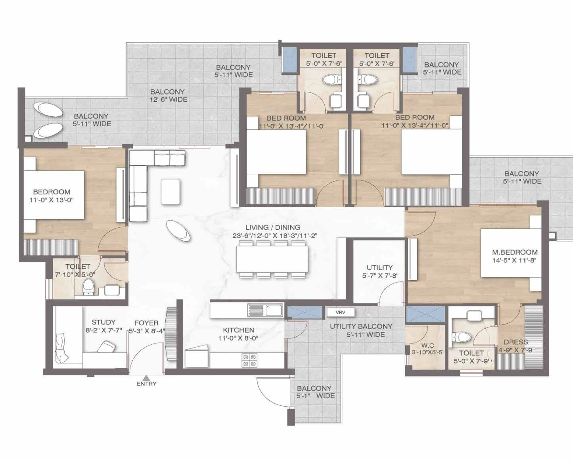 4BHK+Study+Utility