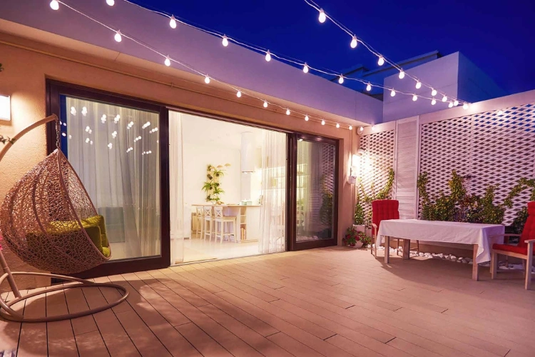 Cozy Outdoor Patio with String Lights