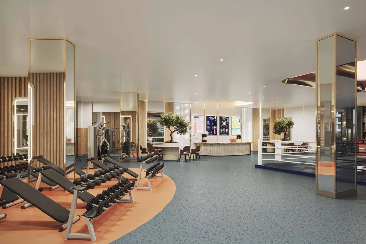 Spacious Gym with Weights and Equipment