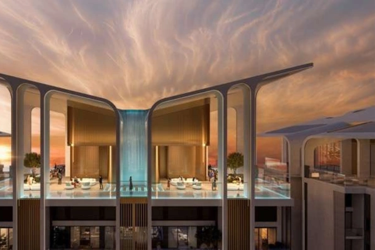 Building Facade at Sunset