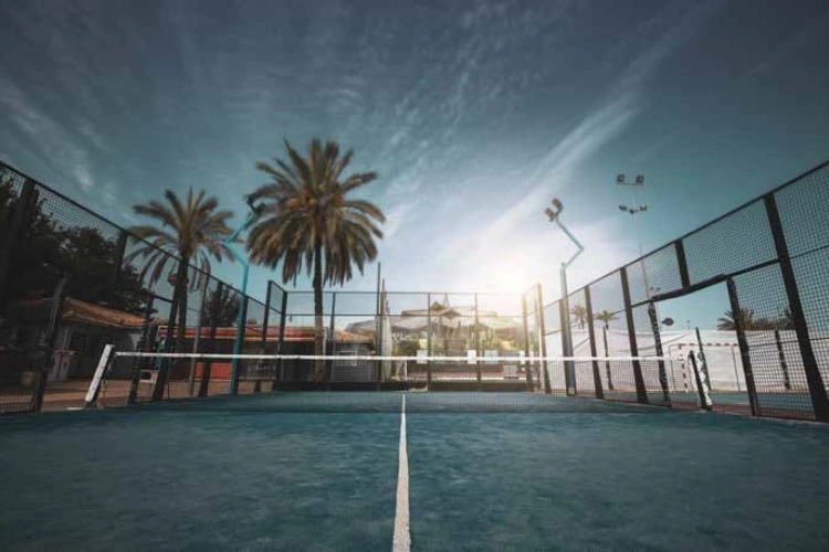 Outdoor Tennis or Paddle Court at Sunset