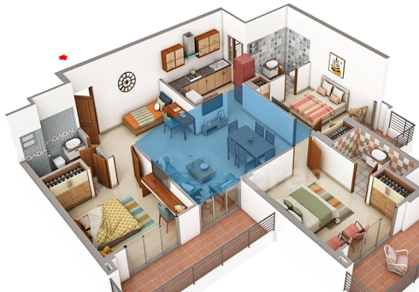 3 BHK + Study