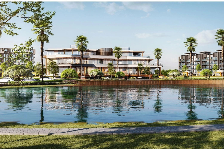Modern Buildings by Reflecting Water Body